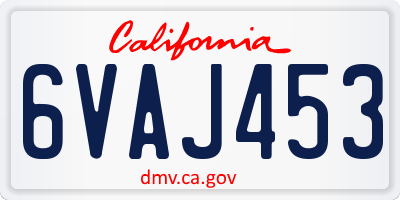 CA license plate 6VAJ453