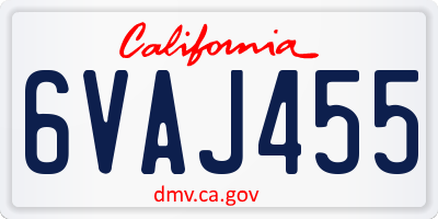 CA license plate 6VAJ455