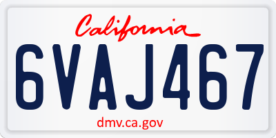 CA license plate 6VAJ467