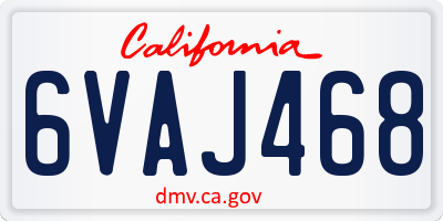 CA license plate 6VAJ468