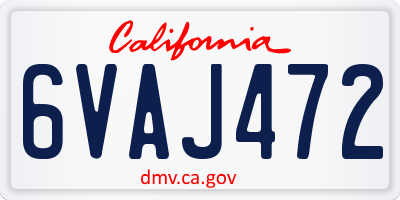 CA license plate 6VAJ472