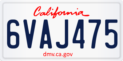 CA license plate 6VAJ475