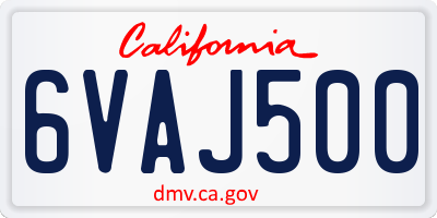 CA license plate 6VAJ500