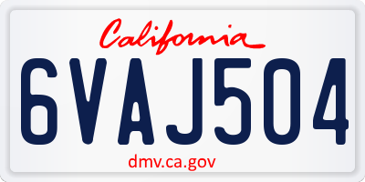 CA license plate 6VAJ504