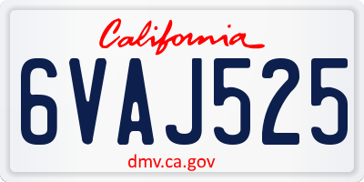 CA license plate 6VAJ525