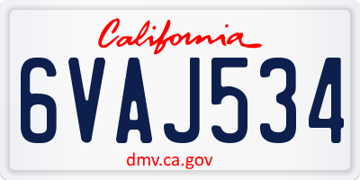 CA license plate 6VAJ534