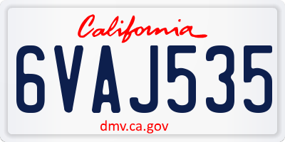 CA license plate 6VAJ535