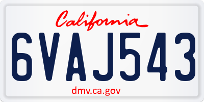 CA license plate 6VAJ543