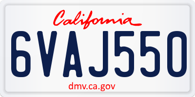 CA license plate 6VAJ550