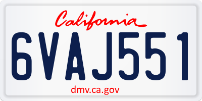 CA license plate 6VAJ551