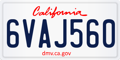 CA license plate 6VAJ560