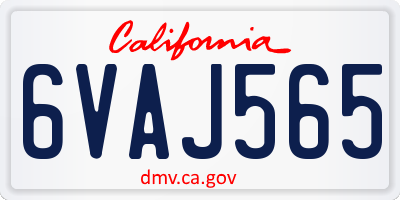 CA license plate 6VAJ565