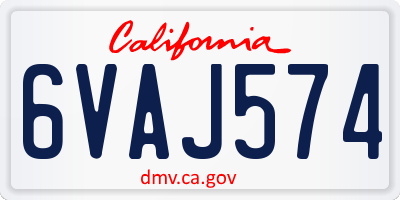 CA license plate 6VAJ574