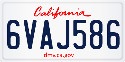 CA license plate 6VAJ586