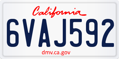 CA license plate 6VAJ592