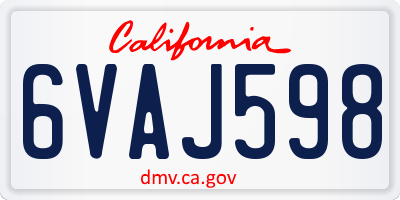 CA license plate 6VAJ598