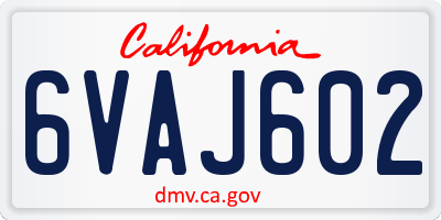 CA license plate 6VAJ602
