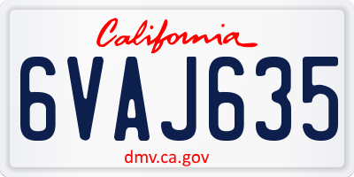 CA license plate 6VAJ635