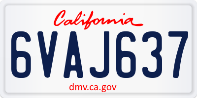 CA license plate 6VAJ637