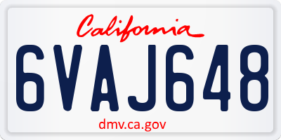 CA license plate 6VAJ648