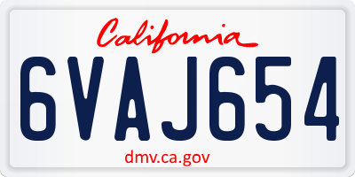 CA license plate 6VAJ654