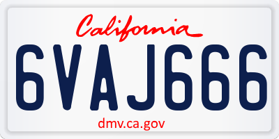CA license plate 6VAJ666