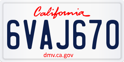 CA license plate 6VAJ670