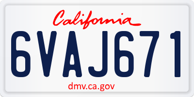CA license plate 6VAJ671