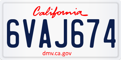 CA license plate 6VAJ674