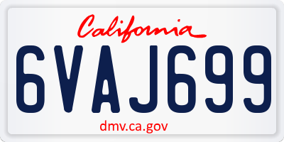 CA license plate 6VAJ699