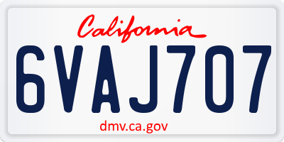 CA license plate 6VAJ707
