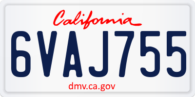 CA license plate 6VAJ755
