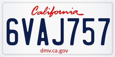 CA license plate 6VAJ757