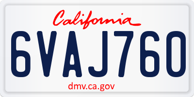 CA license plate 6VAJ760