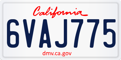 CA license plate 6VAJ775