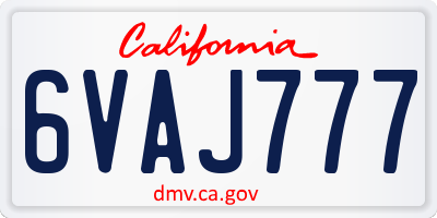 CA license plate 6VAJ777