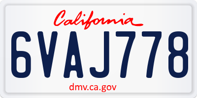 CA license plate 6VAJ778