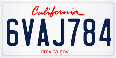 CA license plate 6VAJ784