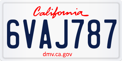 CA license plate 6VAJ787