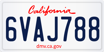 CA license plate 6VAJ788