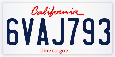 CA license plate 6VAJ793