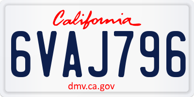 CA license plate 6VAJ796