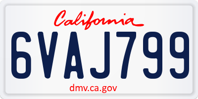 CA license plate 6VAJ799