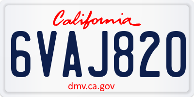 CA license plate 6VAJ820