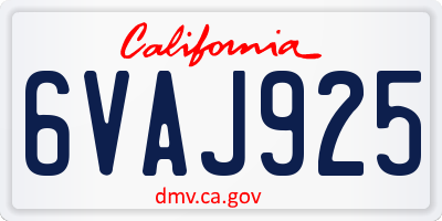CA license plate 6VAJ925