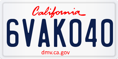 CA license plate 6VAK040