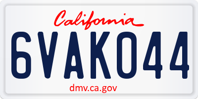 CA license plate 6VAK044