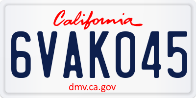 CA license plate 6VAK045