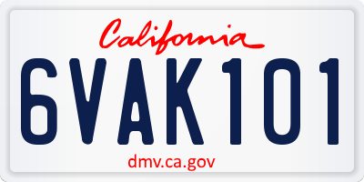 CA license plate 6VAK101