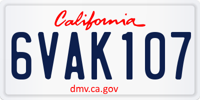 CA license plate 6VAK107